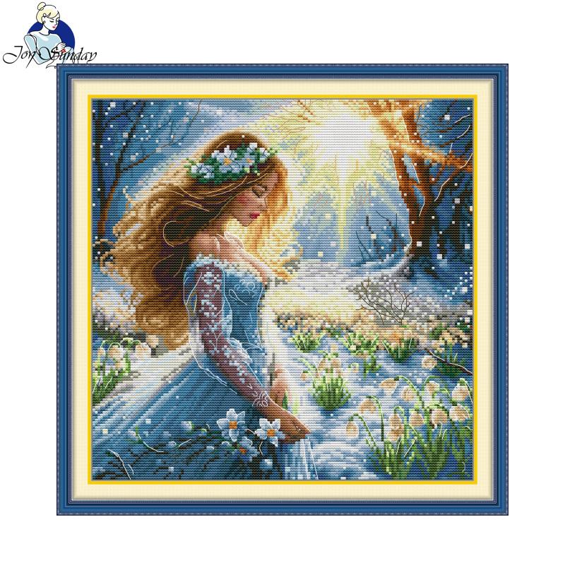 Embroidery Meaning - Joy Sunday Kreuzstich-Set, Schneefee, HD-Muster, Aida