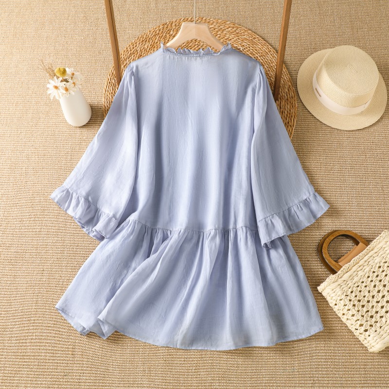 Elegantes lila Blumenstickerei – Embroidery Cotton Shirt Bewertung und Preis
