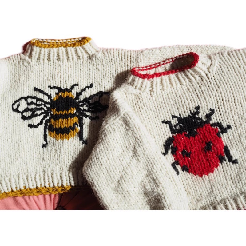 Handgestrickter Pullover aus r – Embroidery Lady Bug Bewertung und Preis
